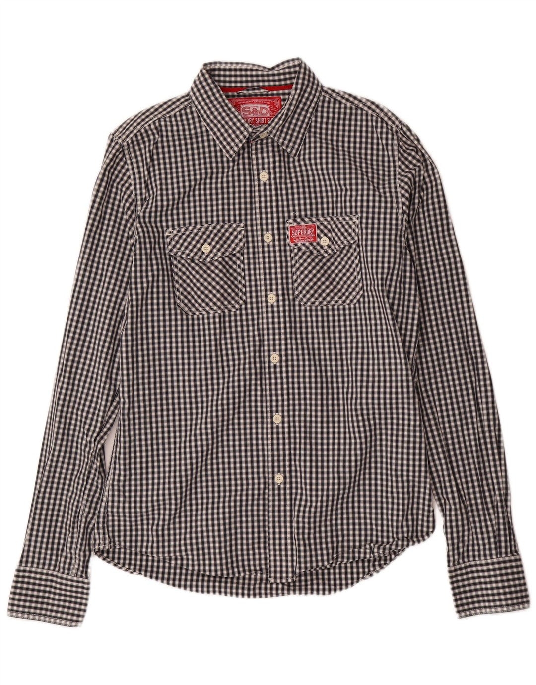 SUPERDRY Herreskjorte XL Sort Gingham Bomuld