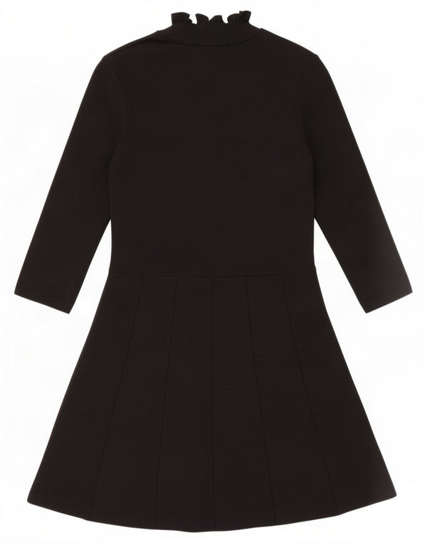 Zara Womens 3/4 Sleeve A-Line Dress UK 12 Medium Black Polyamide