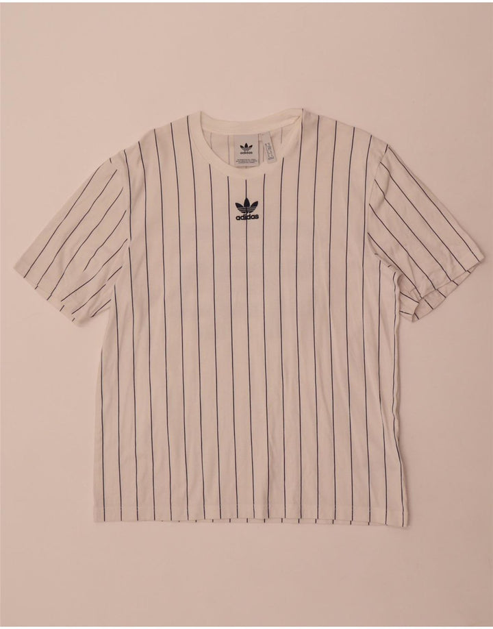 Adidas Herre grafisk T-shirt top mellem hvid stribet bomuld