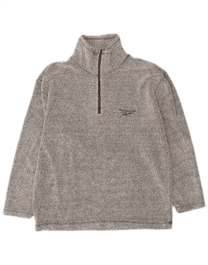 Reebok Herre lynlås-hals Top Langærmet Medium Grey Flecked