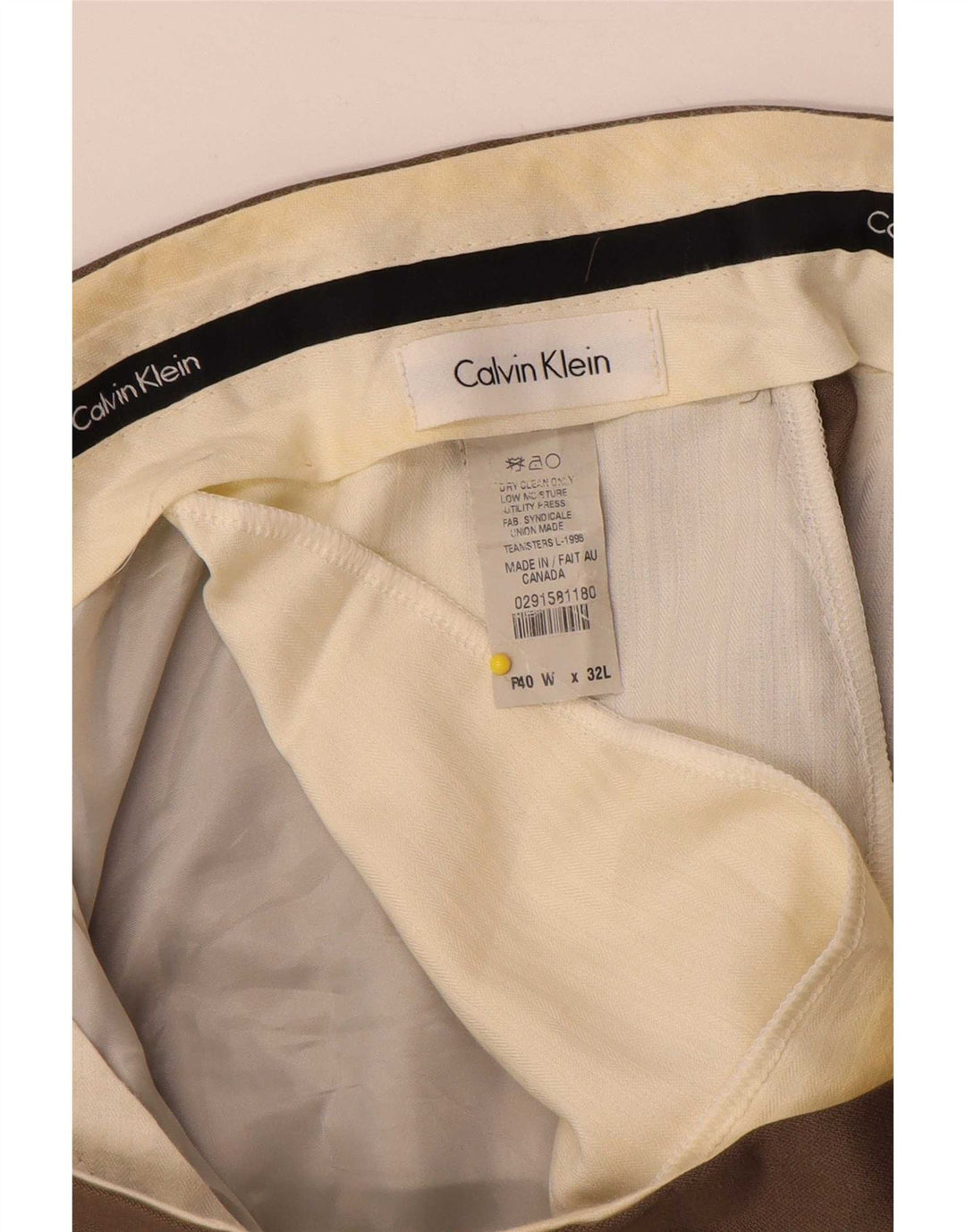 Calvin Klein Herre lige jakkesæt bukser W40 L32 Beige Uld