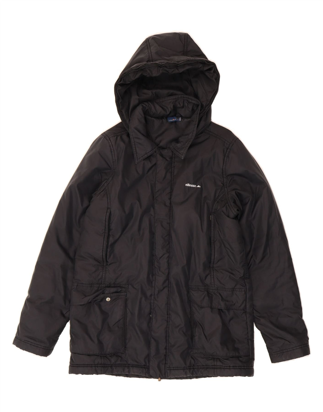 ELLESSE Womens Hooded Windbreaker Coat UK 10 Small  Navy Blue Vintage Ellesse and Second-Hand Ellesse from Messina Hembry 