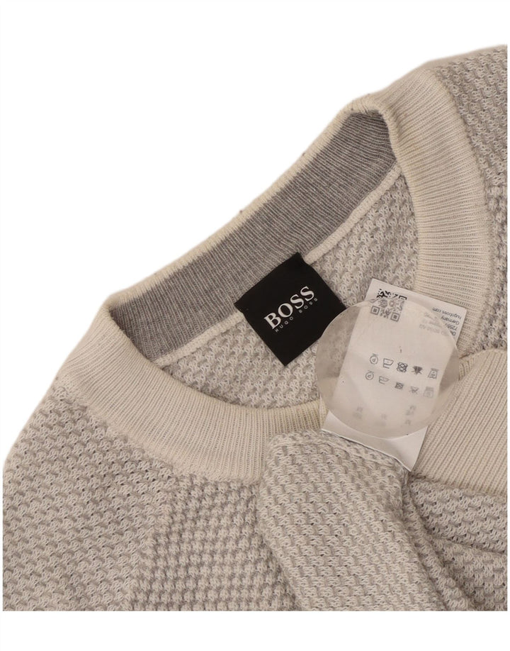 Hugo Boss Herre Crew Neck Jumper Sweater Medium Grey Polyester