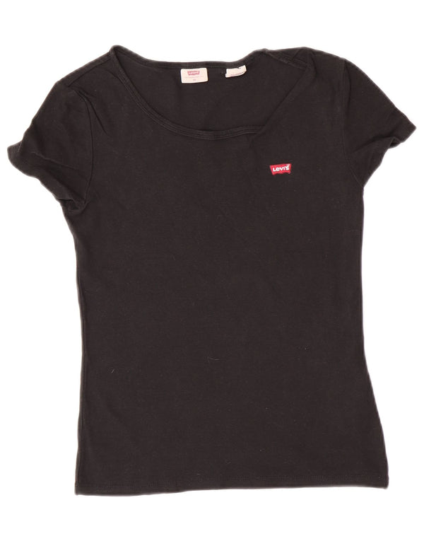 Levi's Dame T-Shirt Top UK 6 XS Sort Bomuld