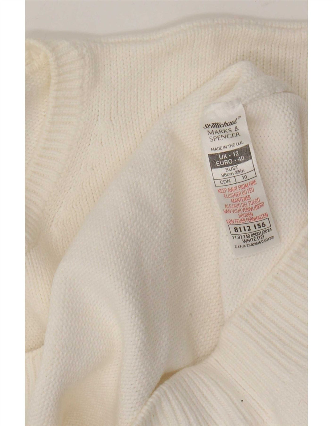 Marks & Spencer Dame sweater med rund hals DK 12 Medium White