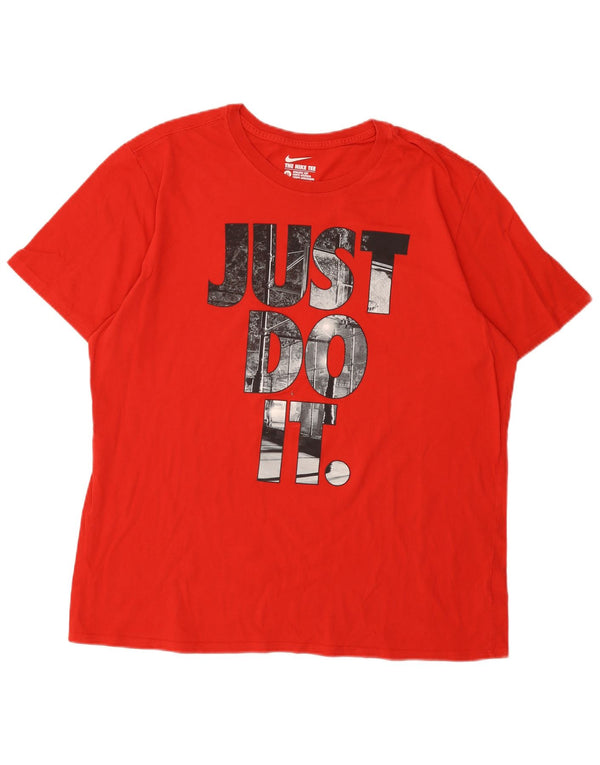 Nike Herre Athletic Cut Grafisk T-Shirt Top XL Rød Bomuld