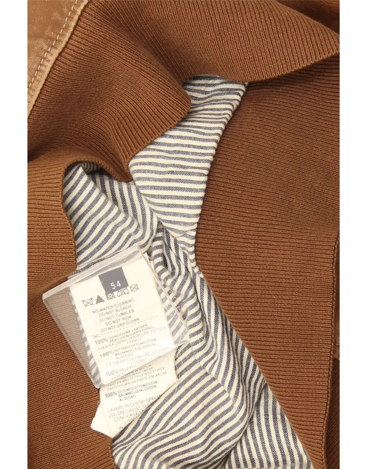 Trussardi Jeans Herre Læderjakke UK 38 Medium Brun Læder