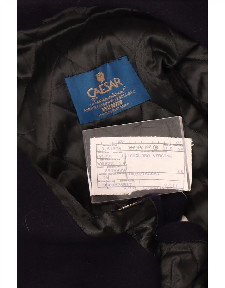 Caesar Herre Overfrakke UK 42 XL Navy Blue Virgin Wool