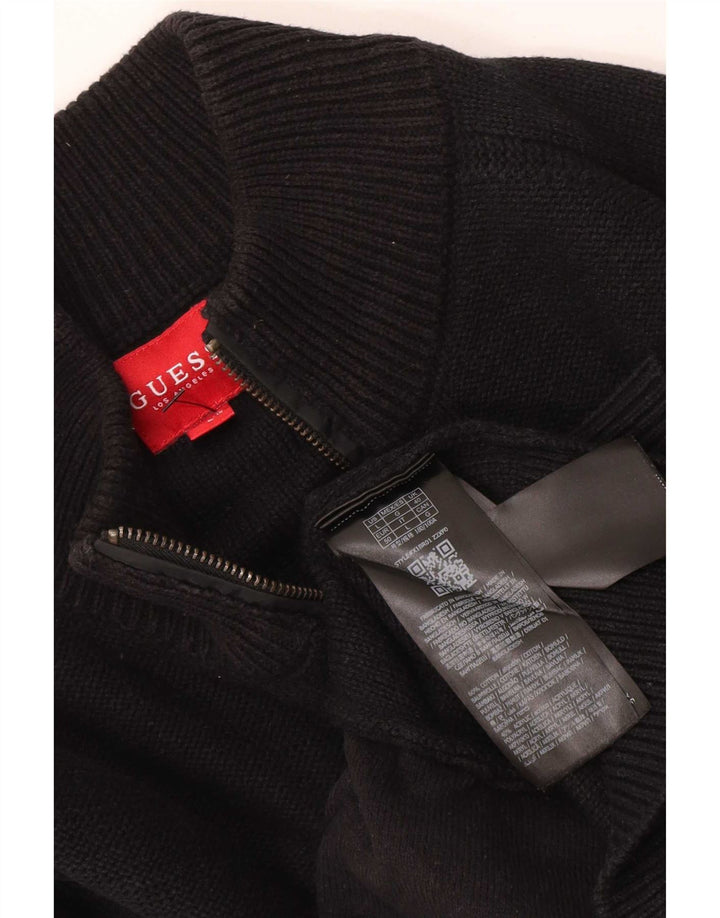 Guess Herre cardigan sweater med fuld lynlås UK 40 Medium Sort bomuld