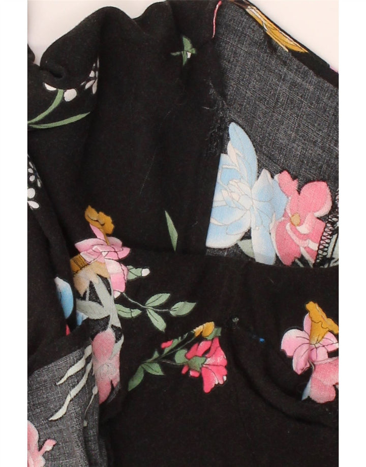 ALCOTT Womens Playsuit UK 16 Large  Black Floral Cotton Vintage Alcott and Second-Hand Alcott from Messina Hembry 