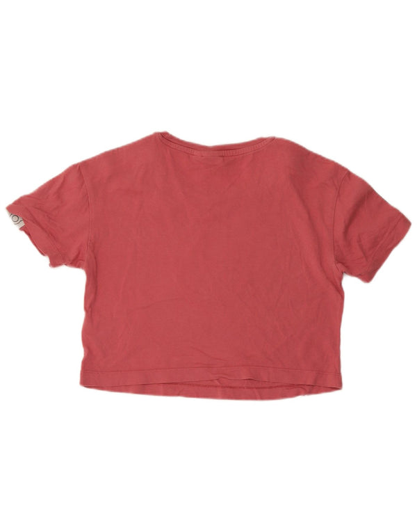 Adidas Dame Crop Grafisk T-Shirt Top UK 6 XS Pink Colourblock Bomuld