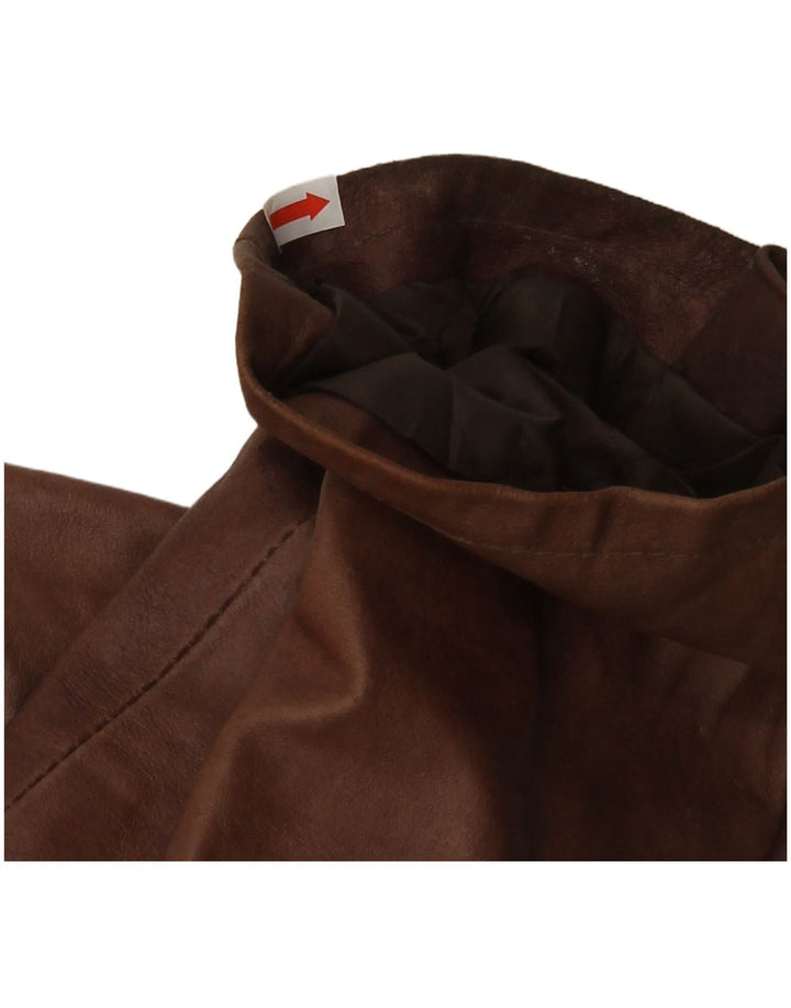 MASTERPELLE Herre Bomber Læderjakke UK 40 Stor Brun Læder