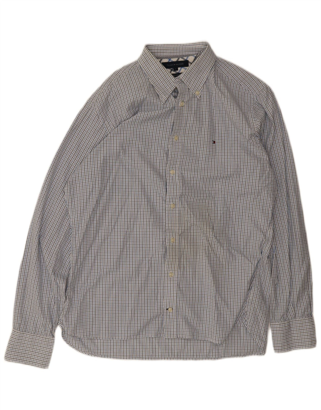 Tommy Hilfiger Herreskjorte Stor blå ternet bomuld