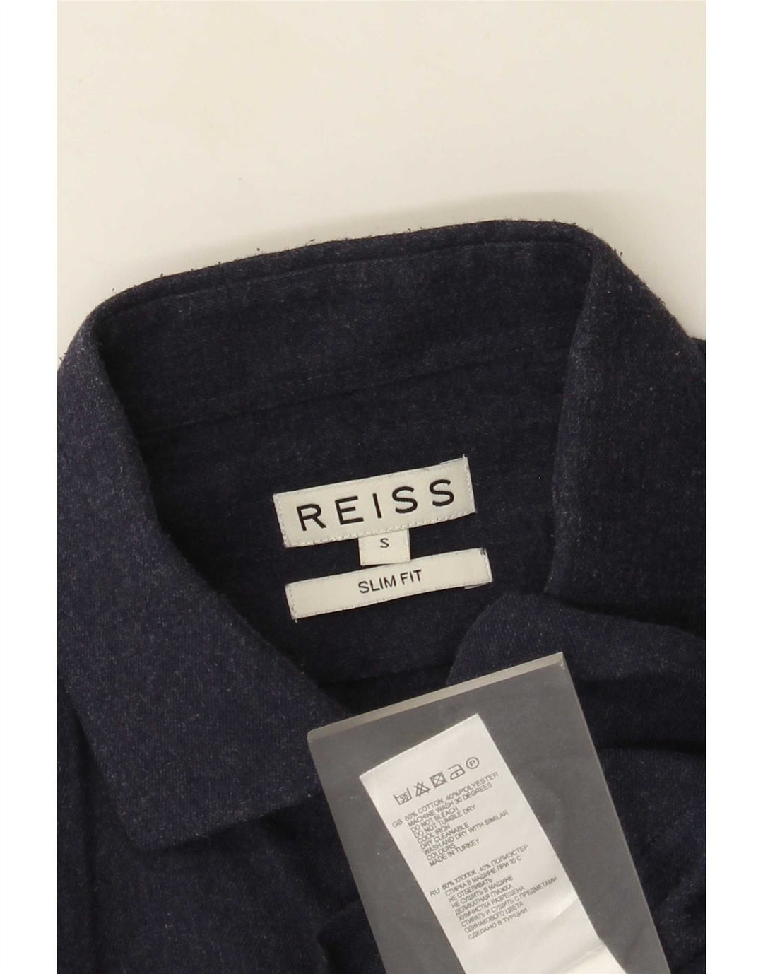 Reiss Slim Fit skjorte til mænd, lille marineblå bomuld