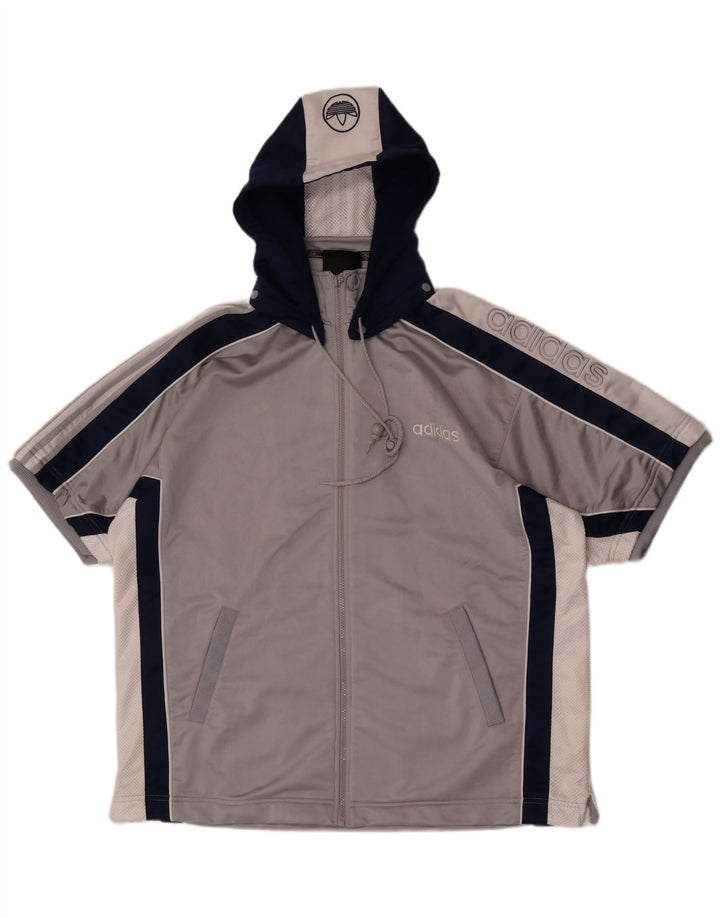 Adidas Herre grafisk træningsdragt topjakke UK 40/42 Medium Grey Colourblock