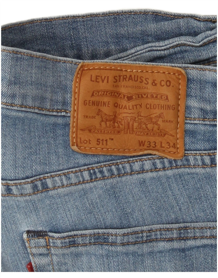 LEVI'S Herre 511 Slim Jeans W33 L34 Blå Bomuld