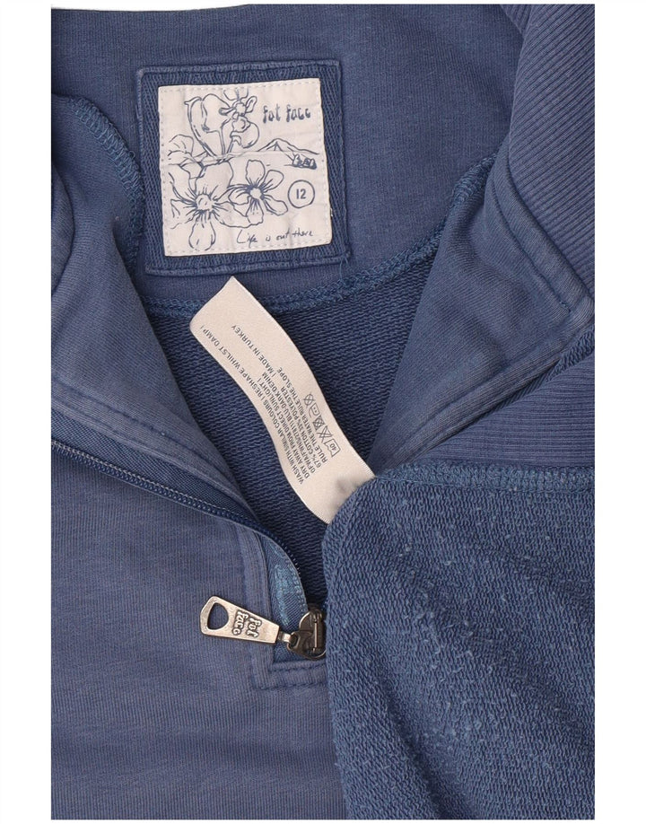 FAT FACE Sweatshirt med lynlås til kvinder UK 12 Medium Blue Bomuld