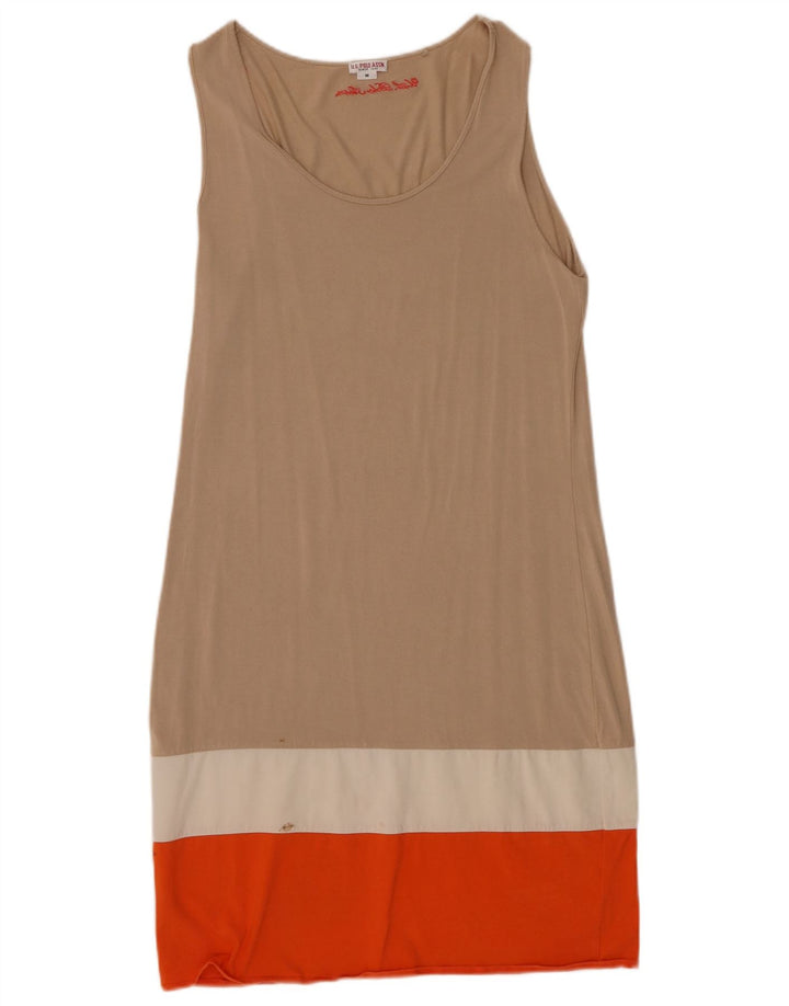 U.S. Polo Assn. Dame Basic Dress UK 12 Medium Beige Colourblock