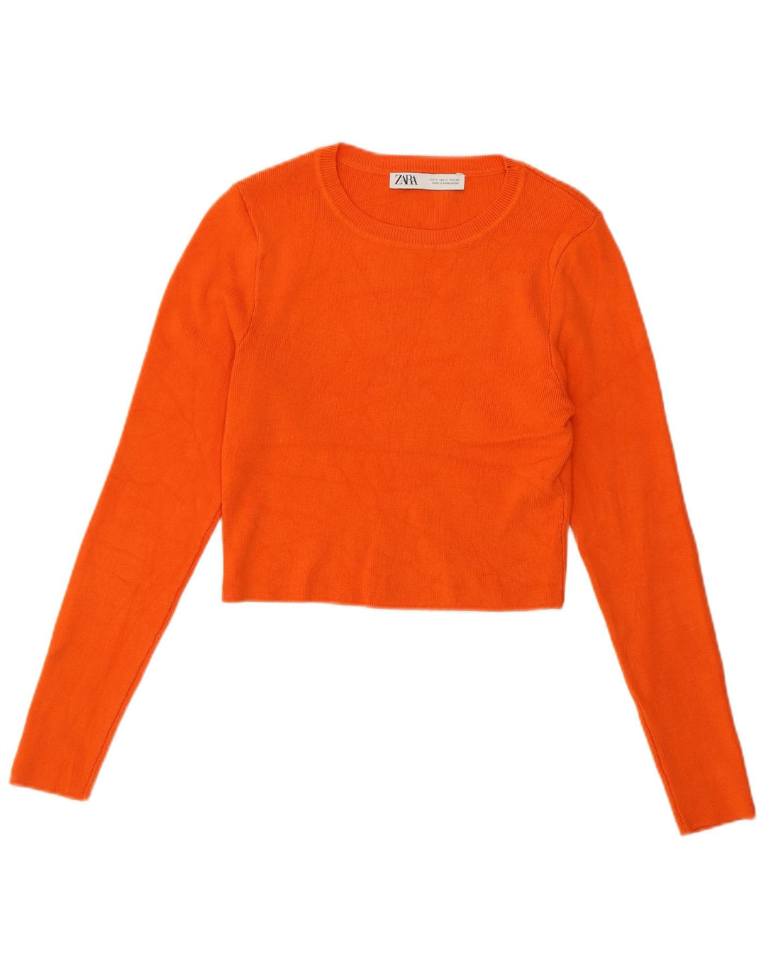 Zara Womens Crop Bluse Top UK 12 Medium Orange Viscose