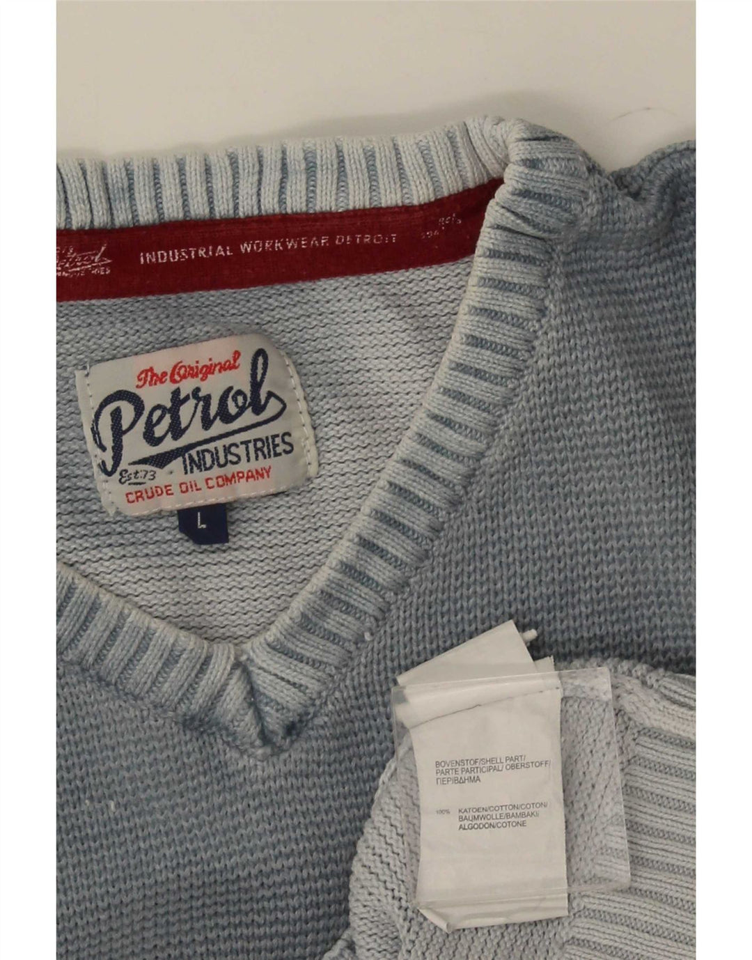 Petrol Industries Herre V-hals sweater Stor Grå Bomuld