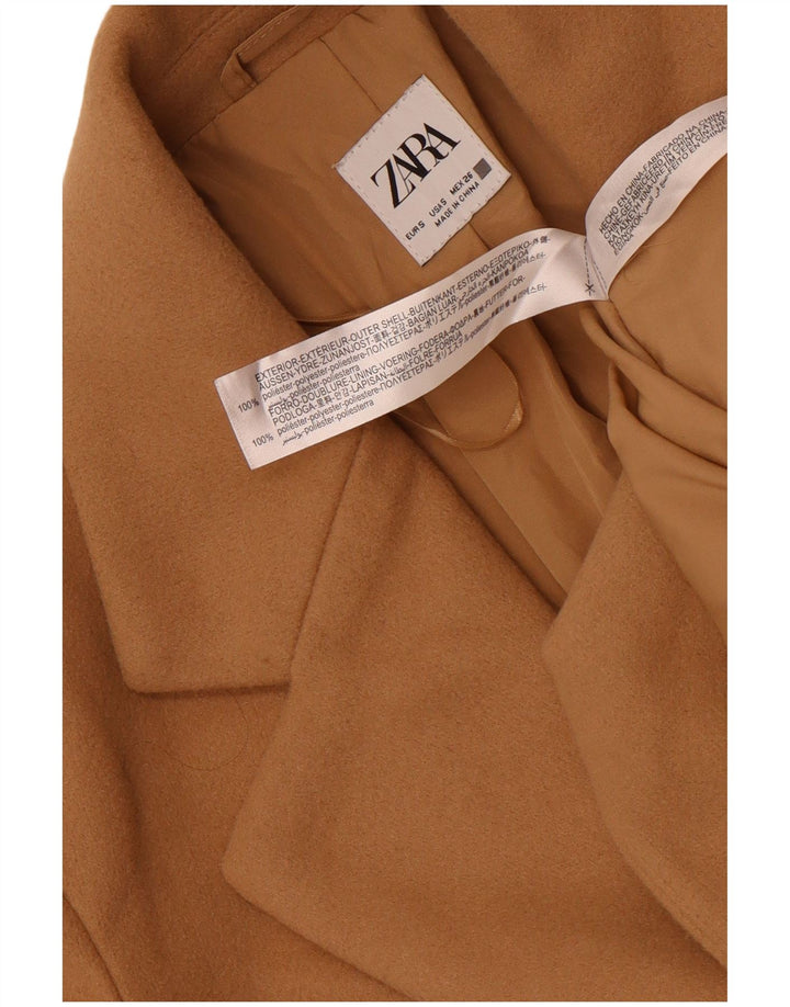 Zara Dame Overfrakke UK 10 Small Beige Polyester