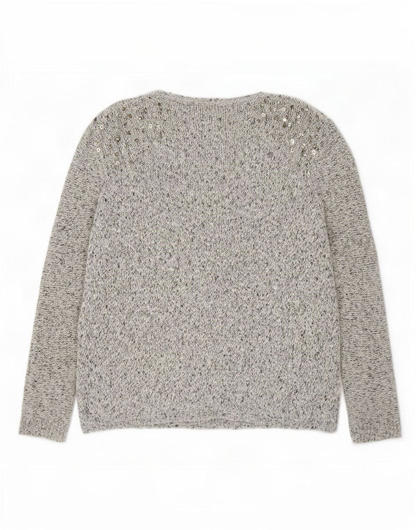 Topshop Womens Oversized Open Cardigan Sweater UK 10 Small Grey Flecked