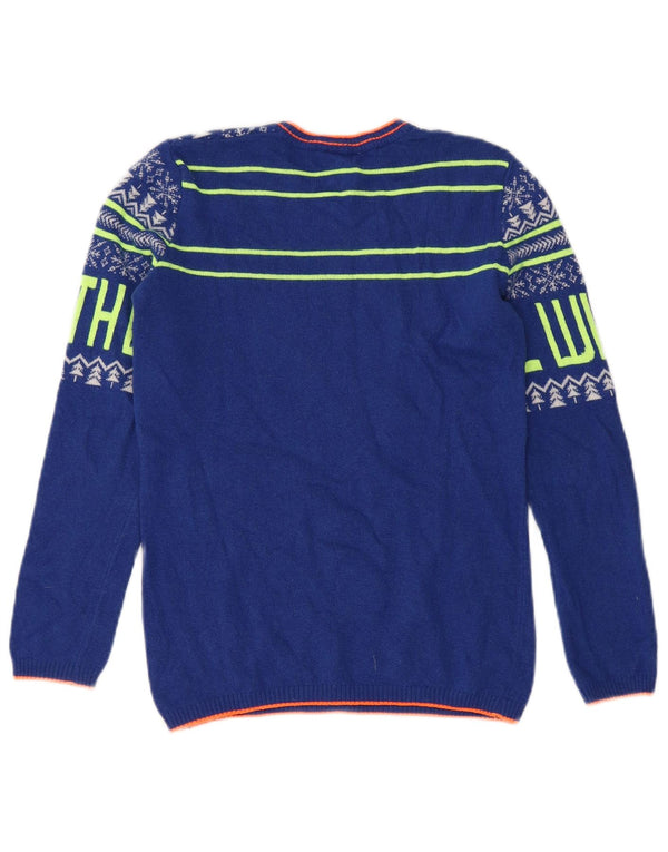 Benetton Boys sweater med rund hals 10-11 år XL Blue Fair Isle