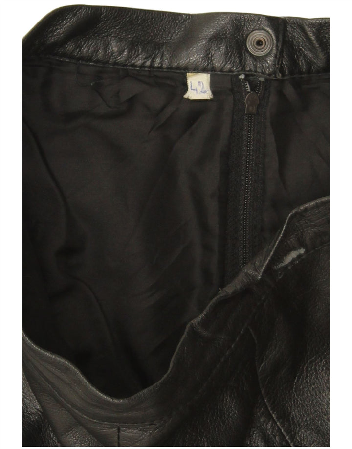 Vintage kvinders højtaljede lædernederdel IT 42 Medium W28 Sort