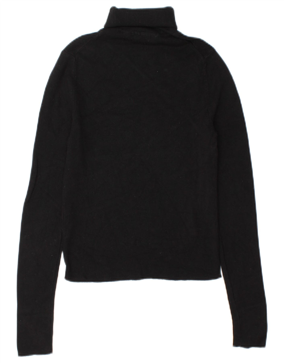 Zara Womens Crop Roll Neck Jumper Sweater UK 12 Medium Black Viscose