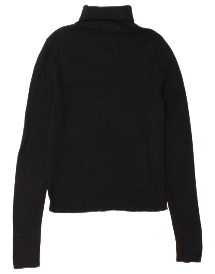 Zara Womens Crop Roll Neck Jumper Sweater UK 12 Medium Black Viscose