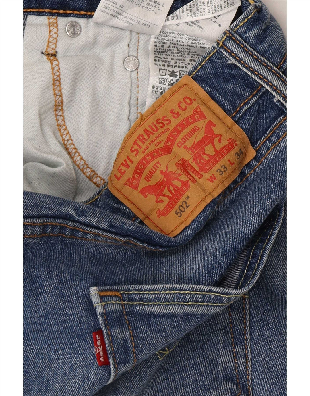 Levi's Herre 502 tilspidsede jeans W33 L28 blå bomuld