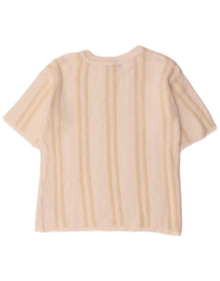 Marks & Spencer Dame Boat Neck Jumper Sweater UK 12 Medium Beige Striped