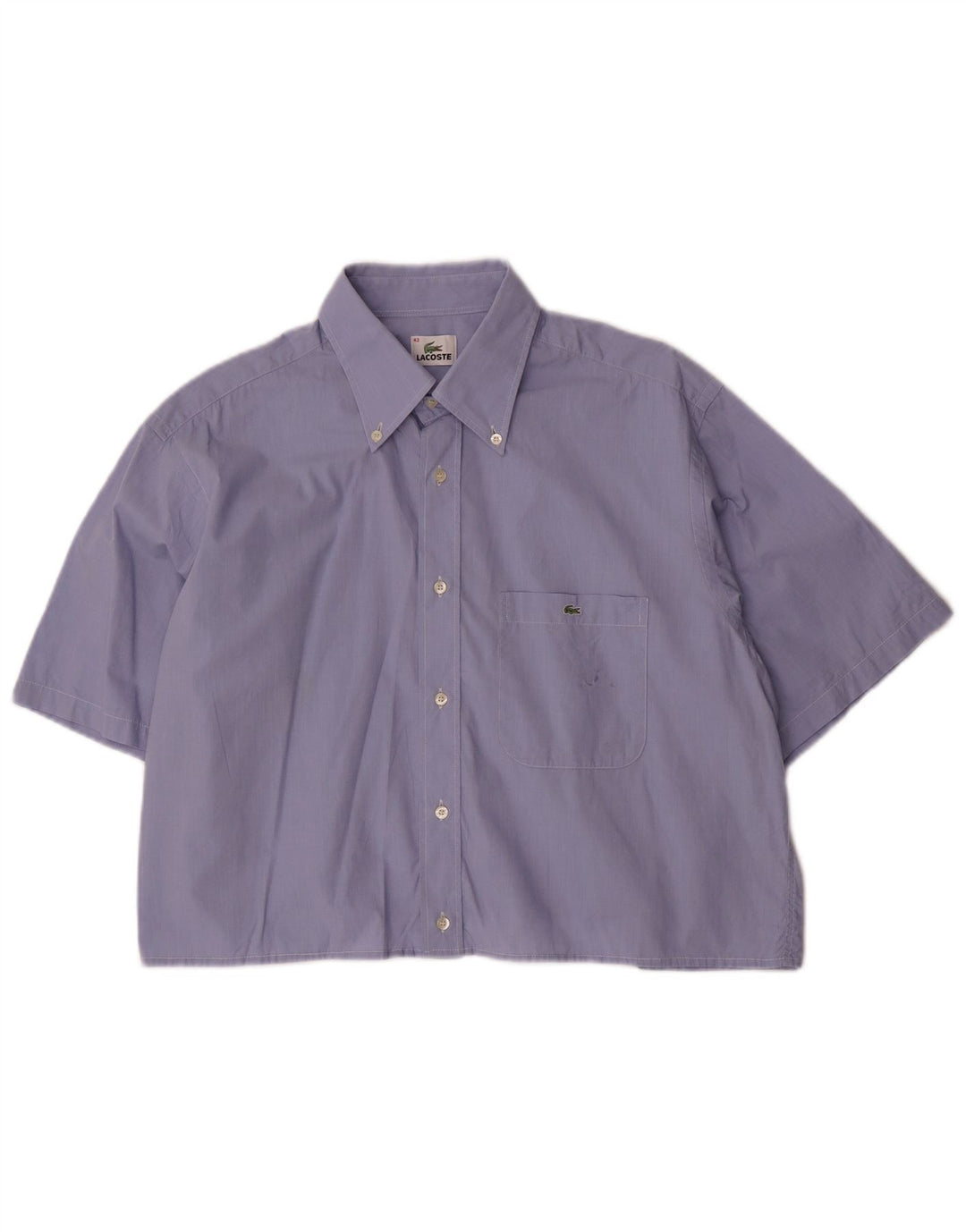 LACOSTE Womens Crop Oversized kortærmet skjorte str. 43 Large Blue