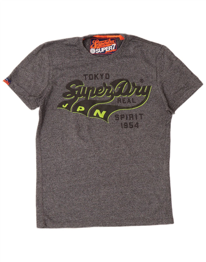 Superdry grafisk t-shirt til mænd, mellemgrå flækket bomuld