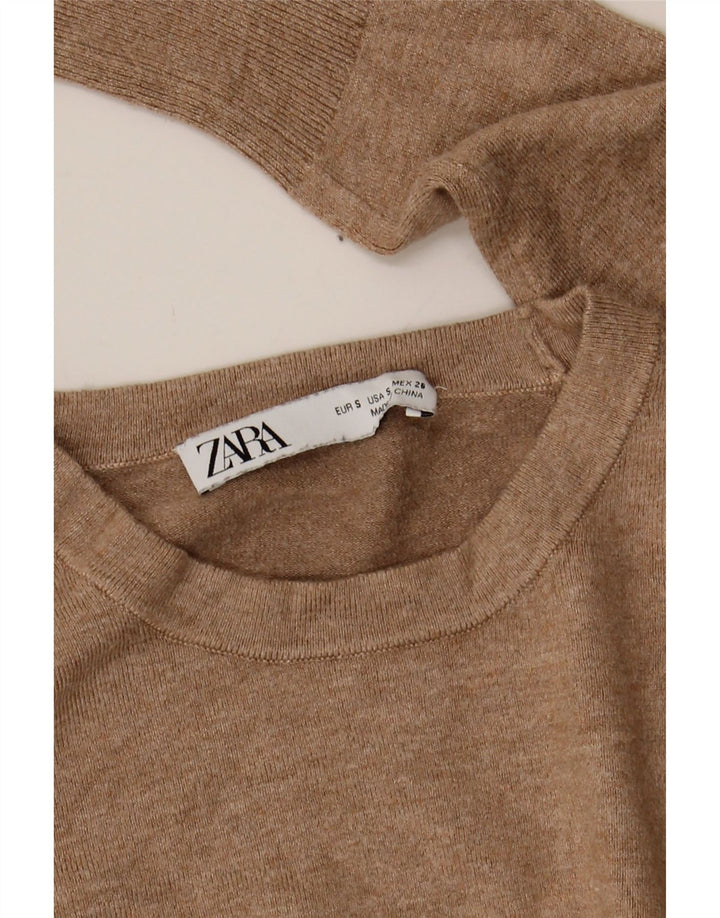 Zara Dame Boat Neck Jumper Sweater UK 8 Small Brown