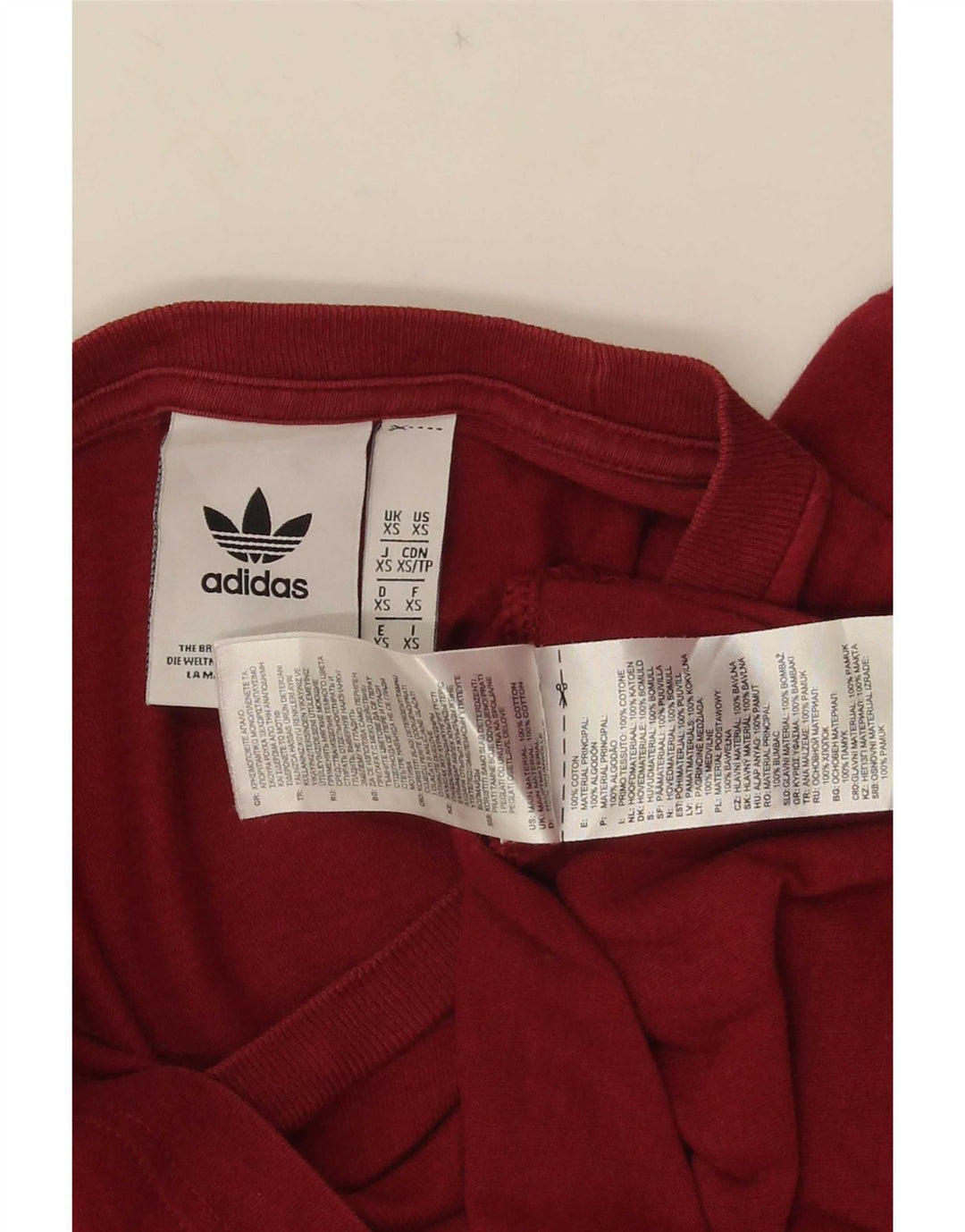 Adidas Herre T-Shirt Top XS Rød Bomuld