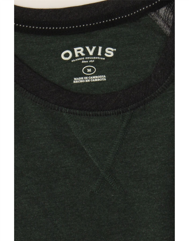 ORVIS Mens Top Long Sleeve Medium Green Colourblock Rayon Vintage Orvis and Second-Hand Orvis from Messina Hembry 