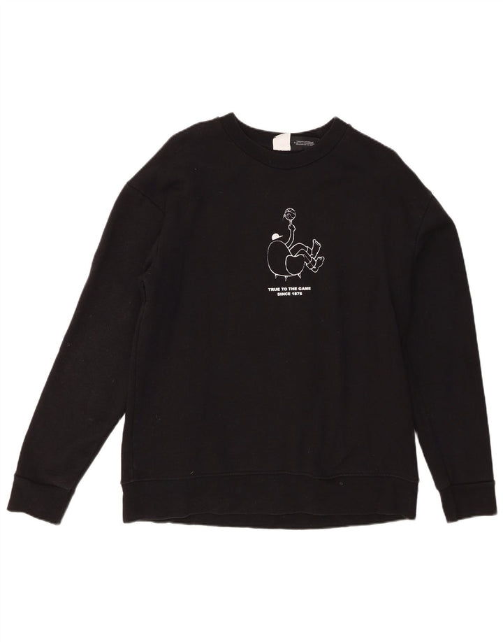 Zara Herre Grafisk Sweatshirt Jumper Stor Sort Bomuld