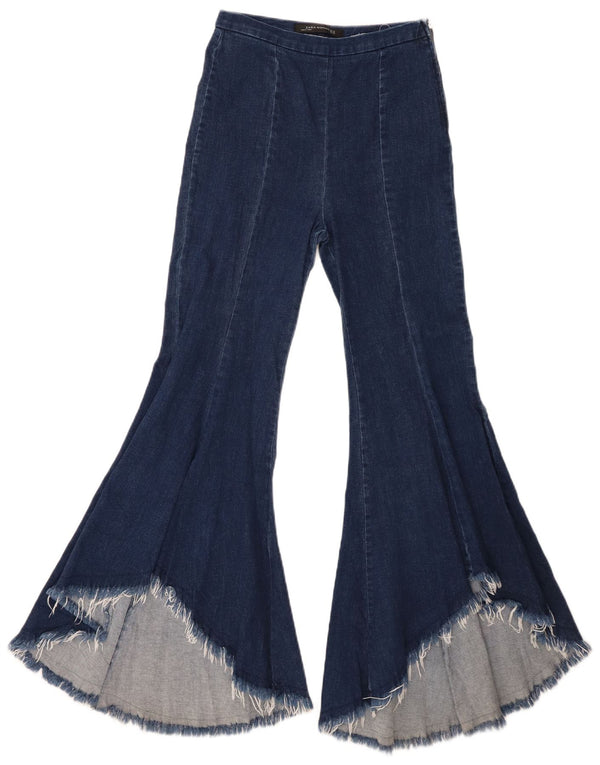 Zara Dame Flared Jeans XS W24 L29 Marineblå