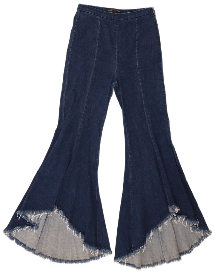 Zara Dame Flared Jeans XS W24 L29 Marineblå