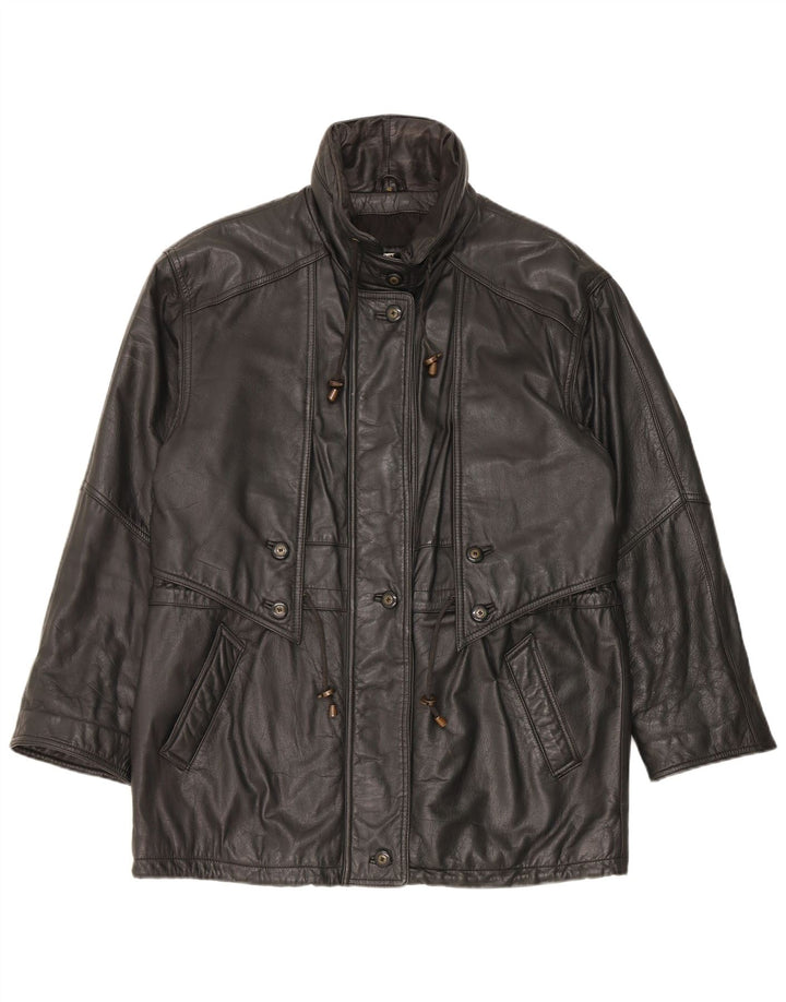 Yorn Dame Oversized Læderfrakke EU 40 Medium Sort