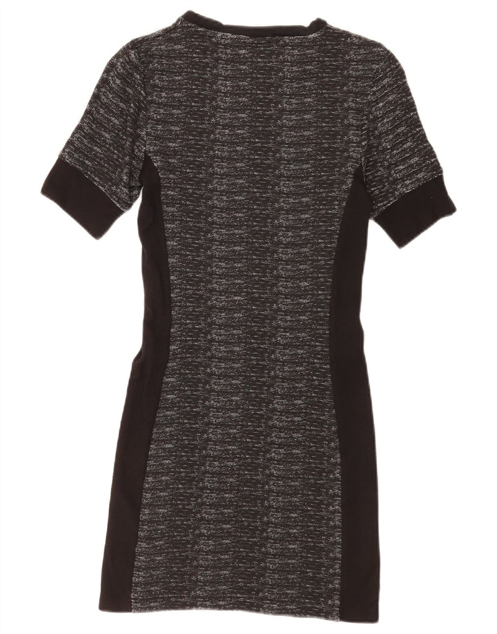Topshop Womens Bodycon Dress UK 10 Small Black Geometric Polyester