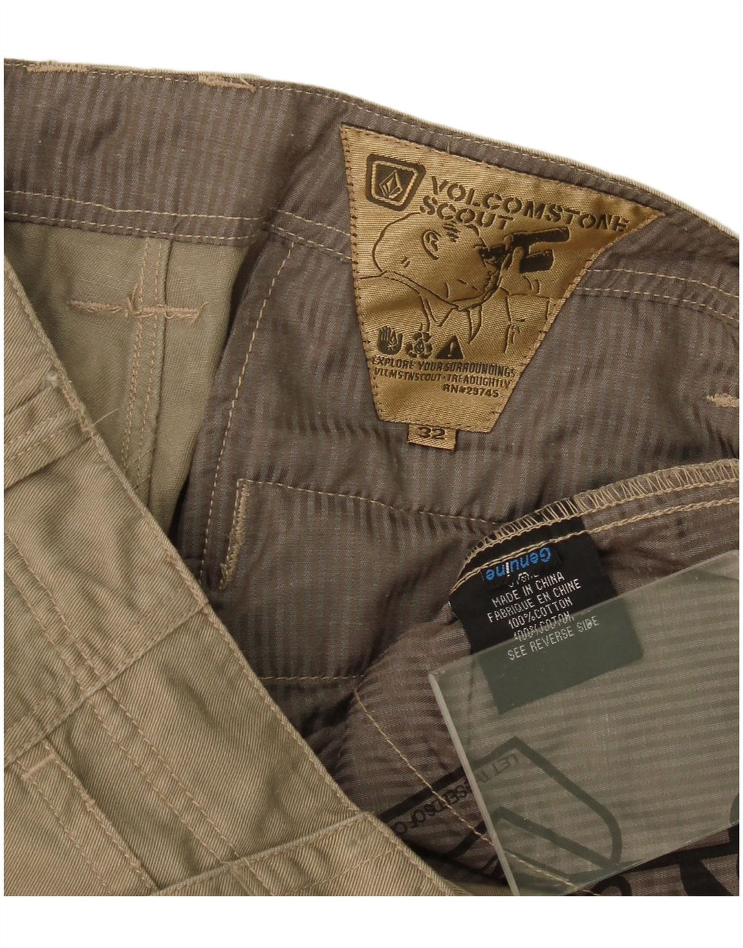 Volcom Herre Straight Cargo Bukser W32 L27 Khaki Bomuld