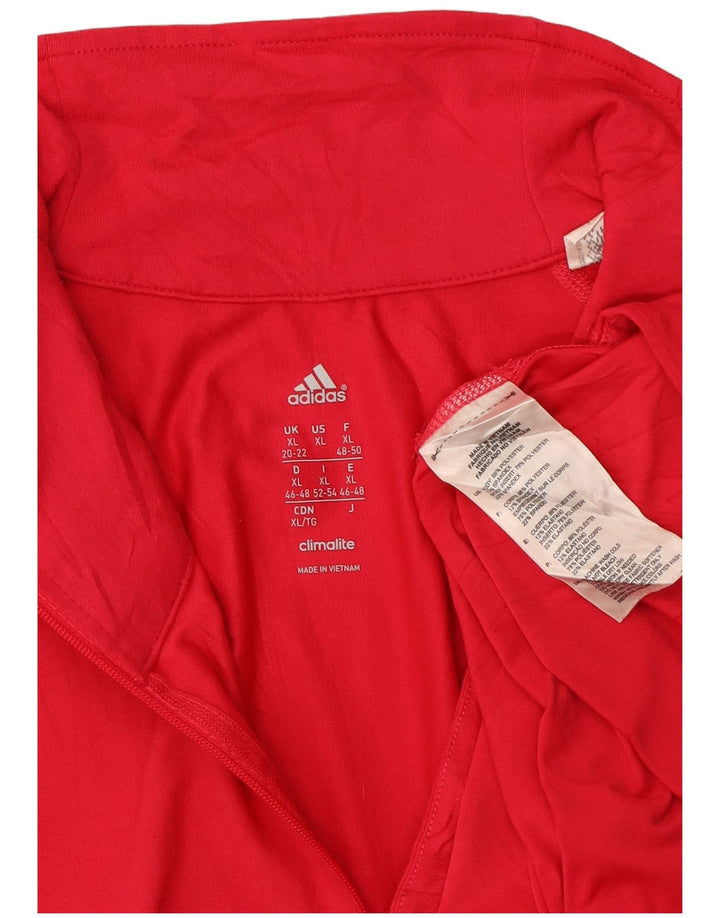 ADIDAS Dame Climalite Pullover med lynlås-hals træningsdragt Top UK 20/22 XL Rød