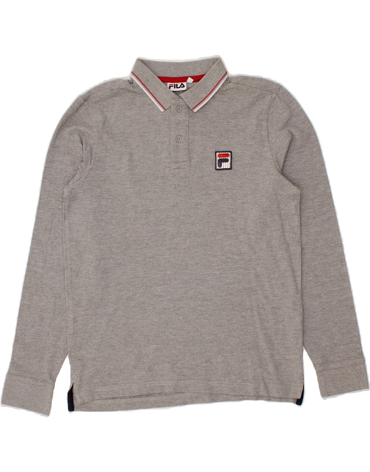 FILA Mens Long Sleeve Polo Shirt Small Grey Cotton Vintage Fila and Second-Hand Fila from Messina Hembry 