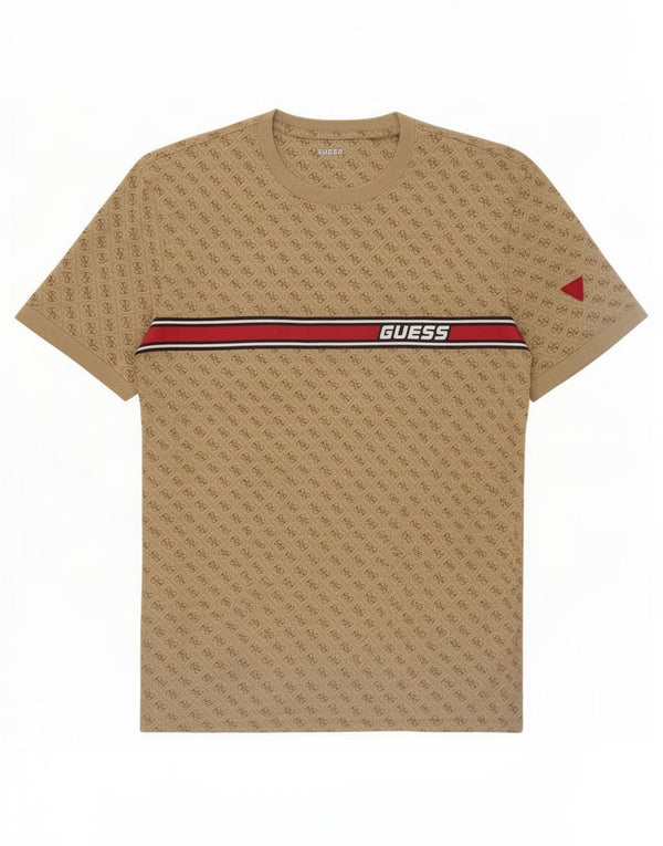 Guess Herre Grafisk T-Shirt Top Stor Beige Bomuld