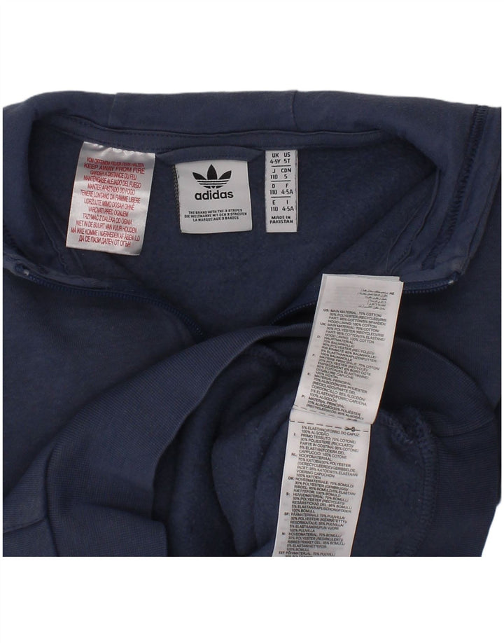 Adidas drenge grafisk hættetrøje med lynlås 4-5 år blå bomuld