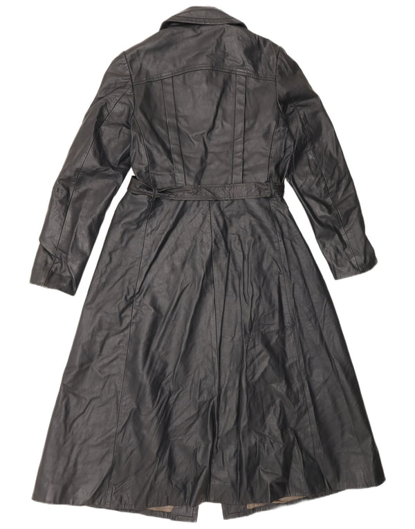 Vintage Womens Leather Coat IT 42 Medium Black