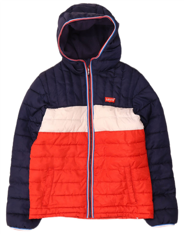 Levi's Boys Polstret Hættejakke 15-16 år Navy Blue Colourblock