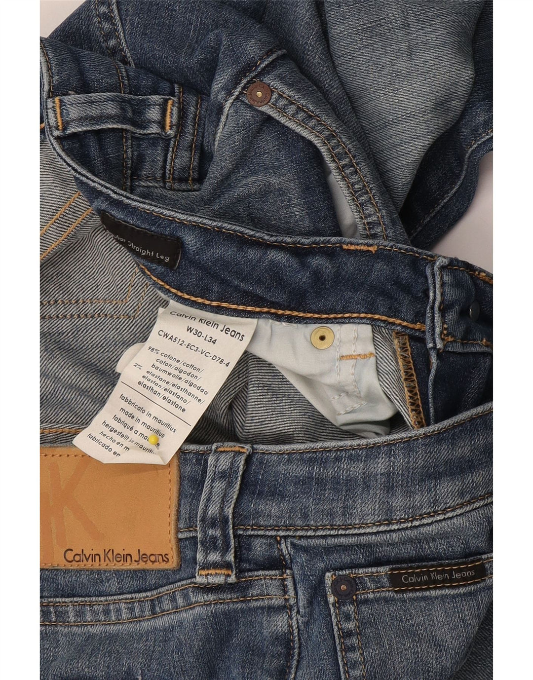 Calvin Klein Dame Straight Jeans W30 L34 Blå Bomuld